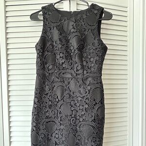 Ann Taylor Dress Womens Black Lace Overlay Round Neck Sleeveless Size 0